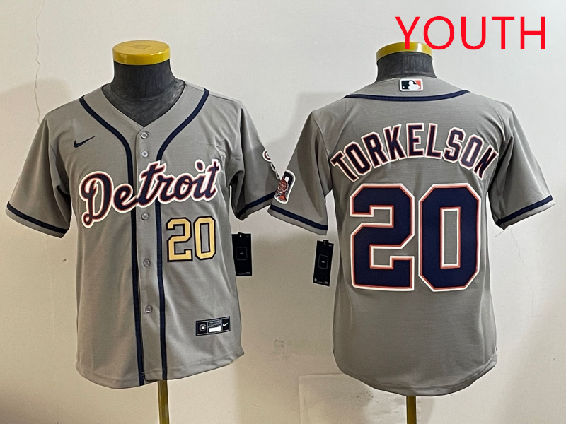 Youth 2025 Detroit Tigers  #20 Torkelson grey Nike MLB jersey style 8